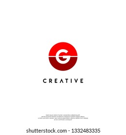 circle red G logo letter design concept