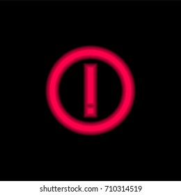Circle red glowing neon ui ux icon. Glowing sign logo vector