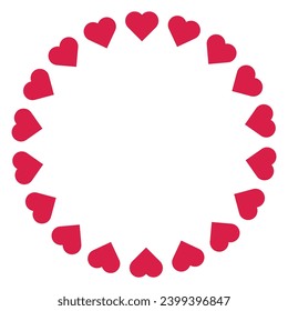 Circle of red hearts. Blank circular border.