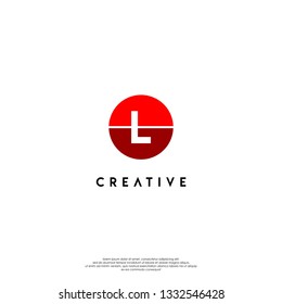 circle red L logo letter design concept