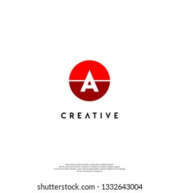 circle red A logo letter design concept