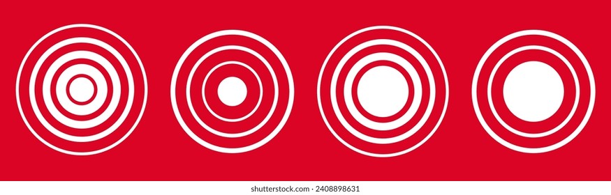 Circle red pulse point. Pain targeting ring vector icon