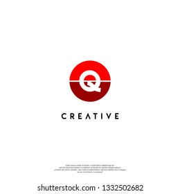 circle red Q logo letter design concept
