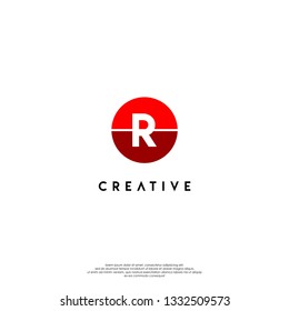 circle red R logo letter design concept
