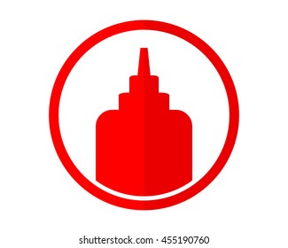 circle red sauce bottle silhouette image vector icon