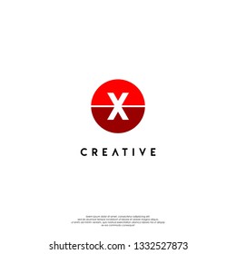 circle red X logo letter design concept