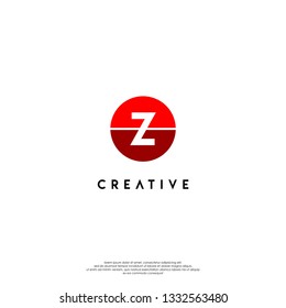 circle red Z logo letter design concept