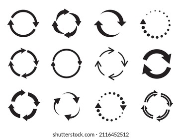 Circle refresh reload rotation loop vector arrows set
