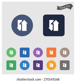 circle refresh reload rotation loop sign set arrow icon. flat solid color background circle and rectangular background. vector illustration