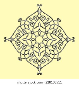 Circle relief ornament on light background. Abstract illustration.  Mandala. 