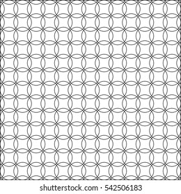 Circle repeating on white background. Geometric shape in grid and overlap. Seamless shape can use for tiles and wallpaper.
