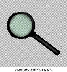 A circle is represented in the form of a magnifying glass in a black frame with a black handle.