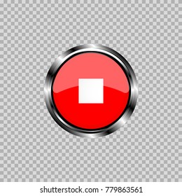 The circle is represented as a green button in a metal case, inside the figure is a square of white color.