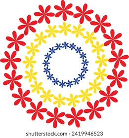 A circle representing flowered garland with multicolor