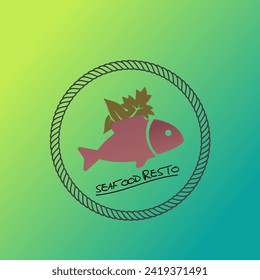 Circle restaurant logo vector design with colored cartoon illustration for food business
