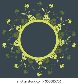 Circle retro frame with place for text. Vector illustration.