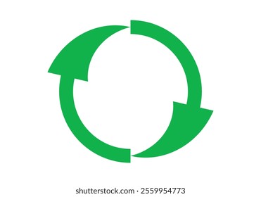 Circle of retro green arrows feeding on recycling