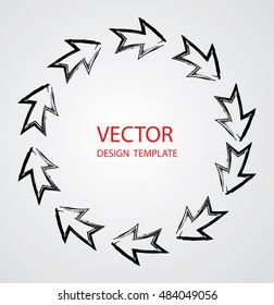 Circle Retro Label Shape. Grunge Logo Icon. Circular Arrow Design Template. Vector Illustration.