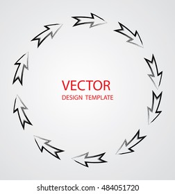 Circle Retro Label Shape. Grunge Logo Icon. Circular Arrow Design Template. Vector Illustration.