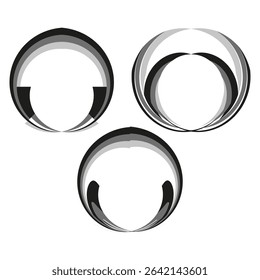 Circle rhythm icon. Concentric ring symbol. Vector circular pattern. Gray shade design.