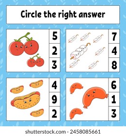 Circle the right answer. Education developing worksheet. Activity page with pictures. Game for children. Funny character. Cartoon style. Vector illustration.