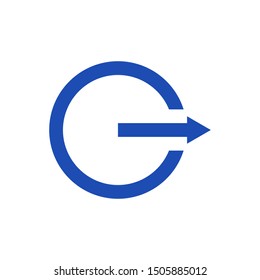 Circle and right arrow icon on white background.