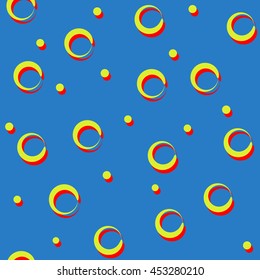 Circle and ring seamless pattern. Fashion graphic background design. Modern stylish abstract texture. Colorful template for prints, textiles, wrapping, wallpaper, website etc. VECTOR illustration
