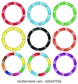 Circle, ring. Set of 9 colorful circles. Eight connection. Vector, EPS