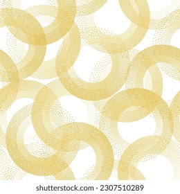 Formas de anillo circular de los puntos vectoriales contemporáneos sin fisuras. Formas circulares de fondo de fondo interminable de punto medio. Fondo continuo con anillos de textura de píxeles de medio tono.