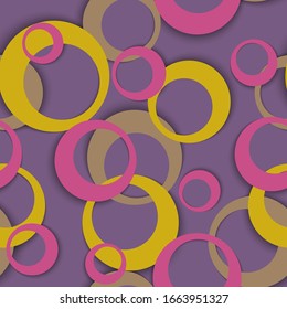 Circle klingelt abstraktes geometrisches nahtloses Muster. Konzentrische Formen Baby Kleidung Fasion Textil Druck. Geometrischer Kreis läutet urbanes Hintergrunddesign. Grafische Elemente verzieren. Stoffdruck