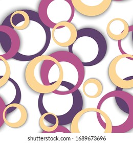 Circle rings abstract geometric seamless pattern. Concentric shapes children fasion textile print. Geometric circle rings contemporary background. Graphic elements ornament. Fabric print
