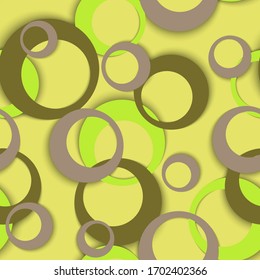 Circle rings abstract geometric seamless pattern. Bubble shapes kids clothes fasion textile print. Random geometric circle rings creative background. Ball elements ornament. Backdrop vector