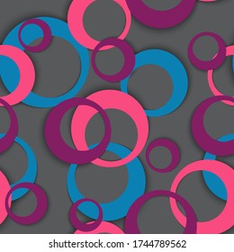 Anillos de círculo patrón abstracto geométrico sin costuras. Circular da forma a la ropa de bebé, la imagen textil de la facción. El círculo geométrico suena a diseño de fondo urbano. Ornamento de elementos gráficos. Impresión de tejido
