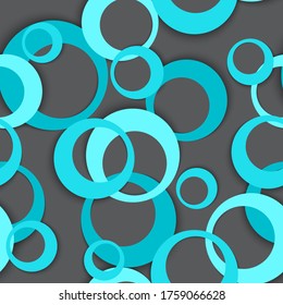 Circle rings abstract geometric seamless pattern. Round shapes children fasion textile print. Geometric circle rings repeating background design. Graphic elements ornament. Fabric print