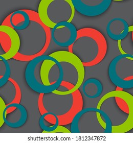 Anillos de círculo patrón abstracto geométrico sin costuras. Circular da forma a la ropa de los niños que se desvanecen en la impresión textil. El círculo geométrico aleatorio suena como fondo puro. Ornamento de elementos de esfera. Vector de fondo