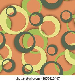 Circle rings abstract geometric seamless pattern. Bubble shapes baby clothes fasion textile print. Geometric circle rings vector background design. Sphere elements ornament. Fabric print