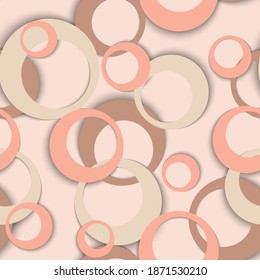 Circle rings abstract geometric seamless pattern. Bubble shapes children clothes fasion textile print. Random geometric circle rings creative background. Sphere elements ornament. Backdrop vector