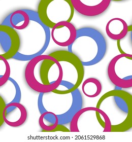 Circle rings abstract geometric seamless pattern. Concentric shapes children fasion textile print. Geometric circle rings modern background design. Ball elements ornament. Fabric print