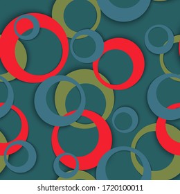 Circle rings minimal geometric seamless pattern. Concentric shapes baby fasion textile print. Geometric circle rings contemporary background. Ball elements ornament. Wrapping design