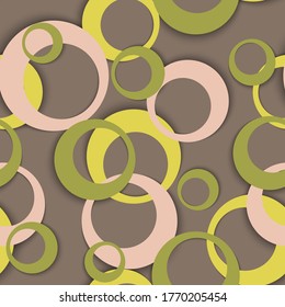 Circle rings minimal geometric seamless pattern. Concentric shapes children fasion textile print. Geometric circle rings contemporary background. Graphic elements ornament. Fabric print