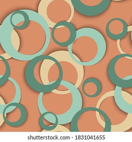 Circle rings minimal geometric seamless pattern. Bubble shapes kids clothes fasion textile print. Geometric circle rings vector background design. Graphic elements ornament. Wrapping design