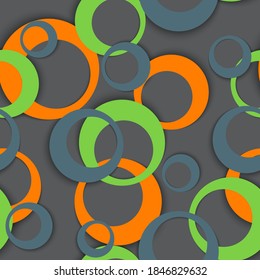 Circle rings minimal geometric seamless pattern. Concentric shapes children fasion textile print. Random geometric circle rings creative background. Sphere elements ornament. Wrapping design