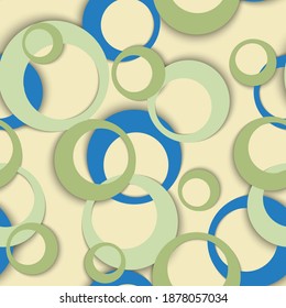 Los anillos de círculo tienen un patrón mínimo geométrico sin costuras. Burbuja da forma a la ropa de los niños que forman la huella textil. El diseño del fondo de los círculos geométricos es mínimo. Ornamento de elementos gráficos. Impresión de tejido