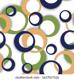 Circle rings modern geometric seamless pattern. Bubble shapes children clothes fasion textile print. Geometric circle rings vector background design. Graphic elements ornament. Wrapping design