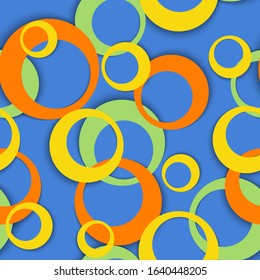 Circle rings modern geometric seamless pattern. Concentric shapes children fasion textile print. Geometric circle rings contemporary background. Graphic elements ornament. Fabric print