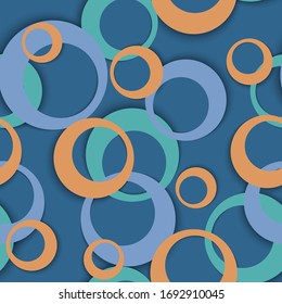 Circle rings modern geometric seamless pattern. Bubble shapes baby clothes fasion textile print. Geometric circle rings simple background design. Graphic elements ornament. Fabric print