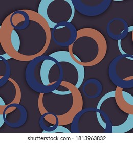 Circle rings modern geometric seamless pattern. Concentric shapes baby fasion textile print. Geometric circle rings minimal background design. Ball elements ornament. Wrapping design