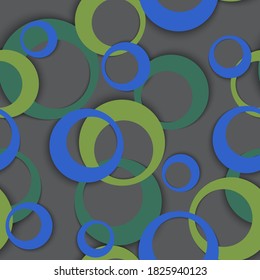 Circle rings modern geometric seamless pattern. Round shapes children fasion textile print. Geometric circle rings decorative background design. Sphere elements ornament. Fabric print