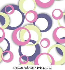 Circle rings modern geometric seamless pattern. Round shapes children fasion textile print. Geometric circle rings vector background design. Sphere elements ornament. Backdrop vector