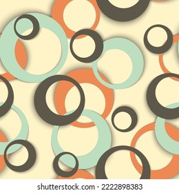 Circle rings modern geometric seamless pattern. Concentric shapes kids clothes fasion textile print. Geometric circle rings minimal background design. Graphic elements ornament. Backdrop vector